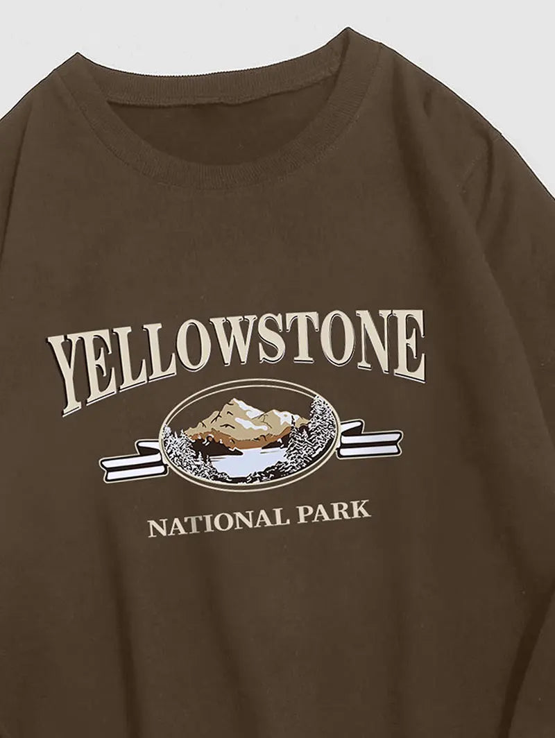Yellow Stone Mountain Graphic Sweatshirt