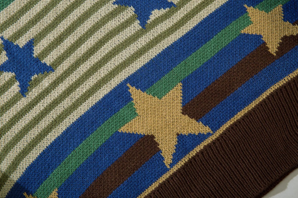 Vintage Striped Star Knitted Sweater