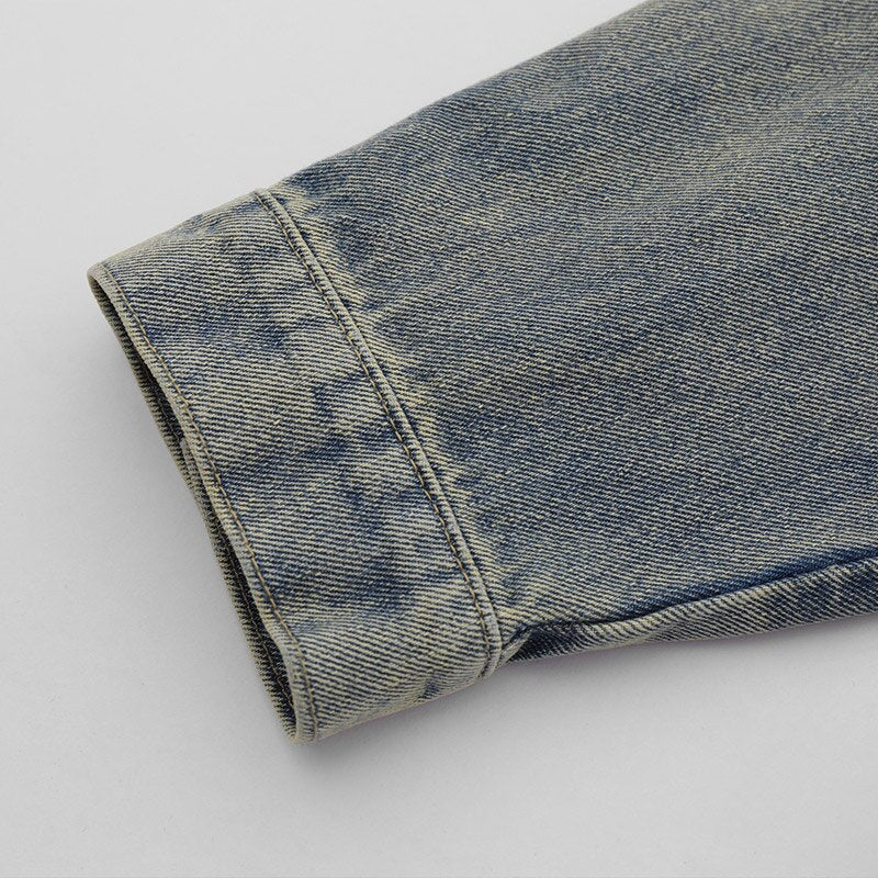 Oversized Washed Solid Denim Jacket