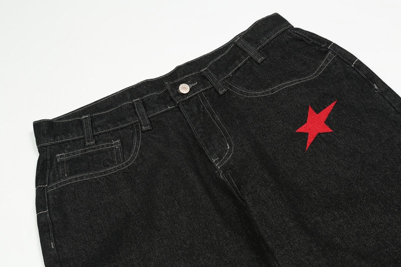 Black Baggy Star Denim Jeans