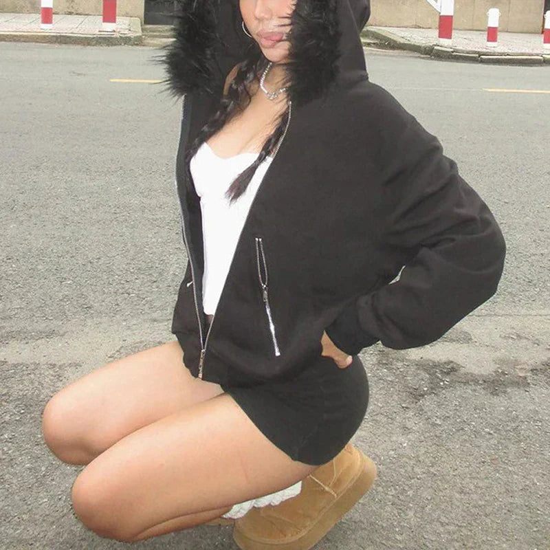 Y2K Fur-Hooded Arctic Jacket