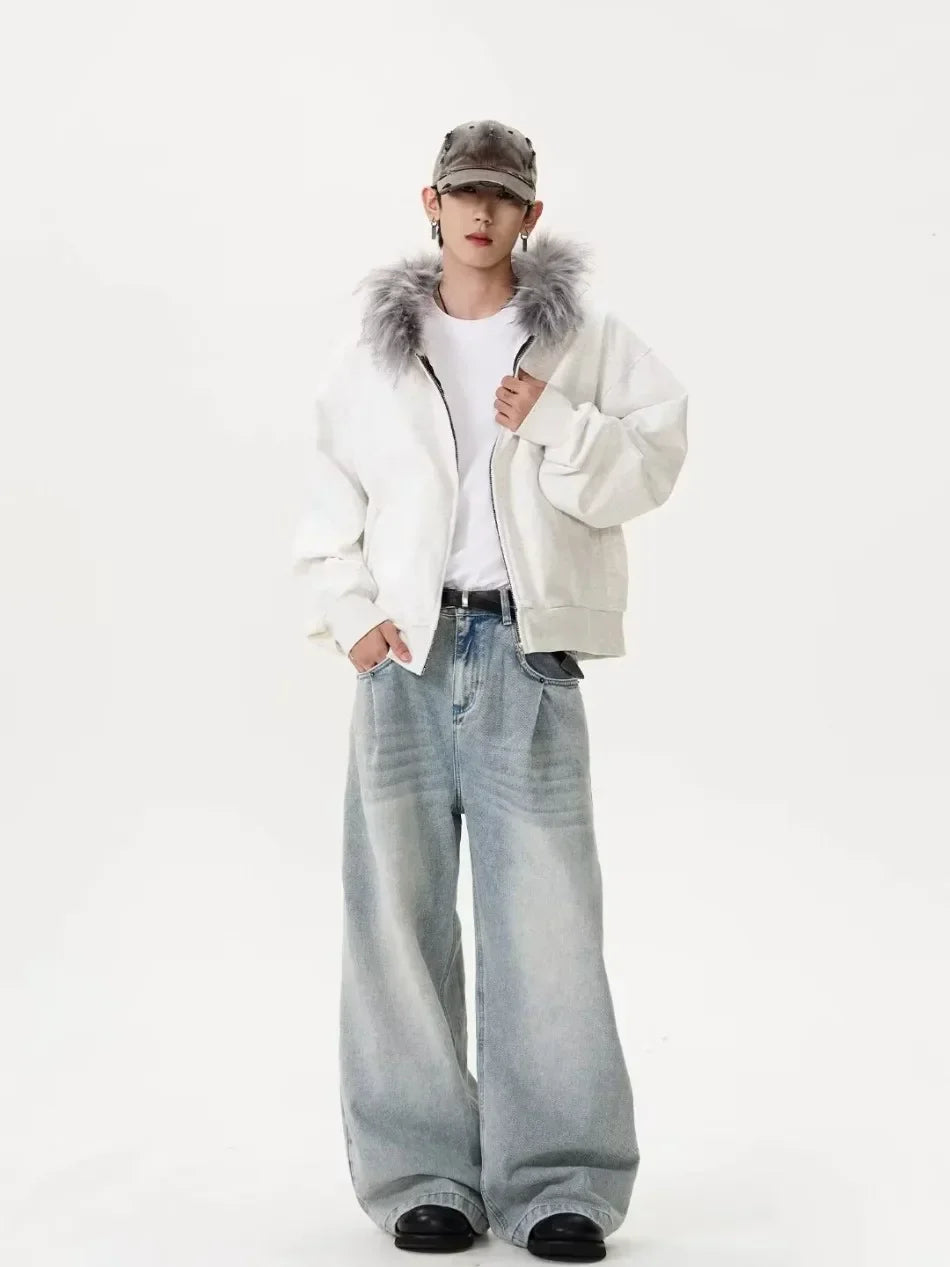 Autumn Japanese Edge Fur Collar Hoodied Sweatshirt