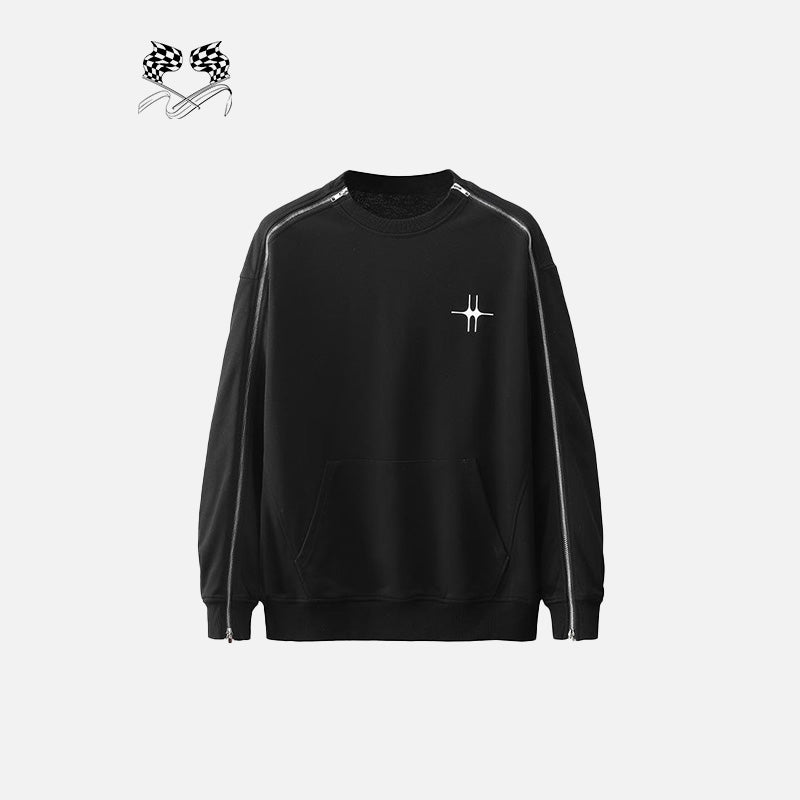 Sleeves Zipper Star Sweatshirt