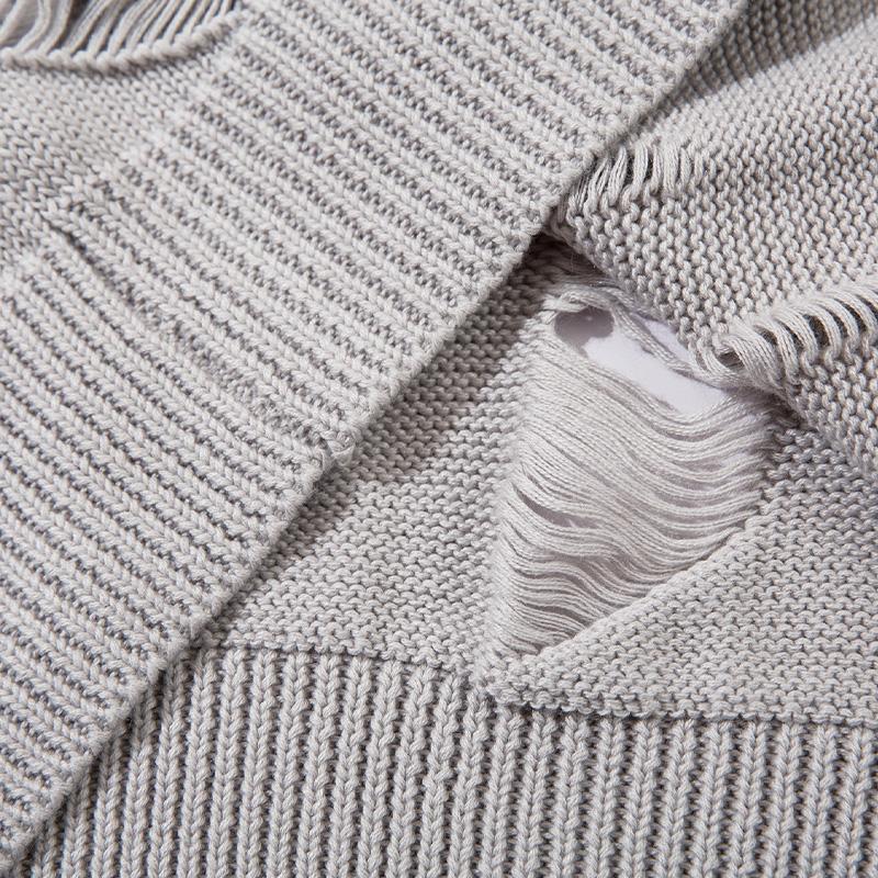 Y2k Ripped Loose Solid Color Sweater