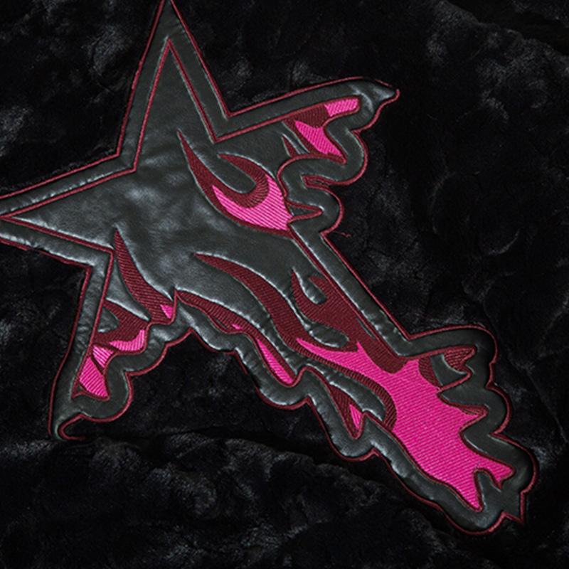 Fuzzy Embroidery Black Jacket