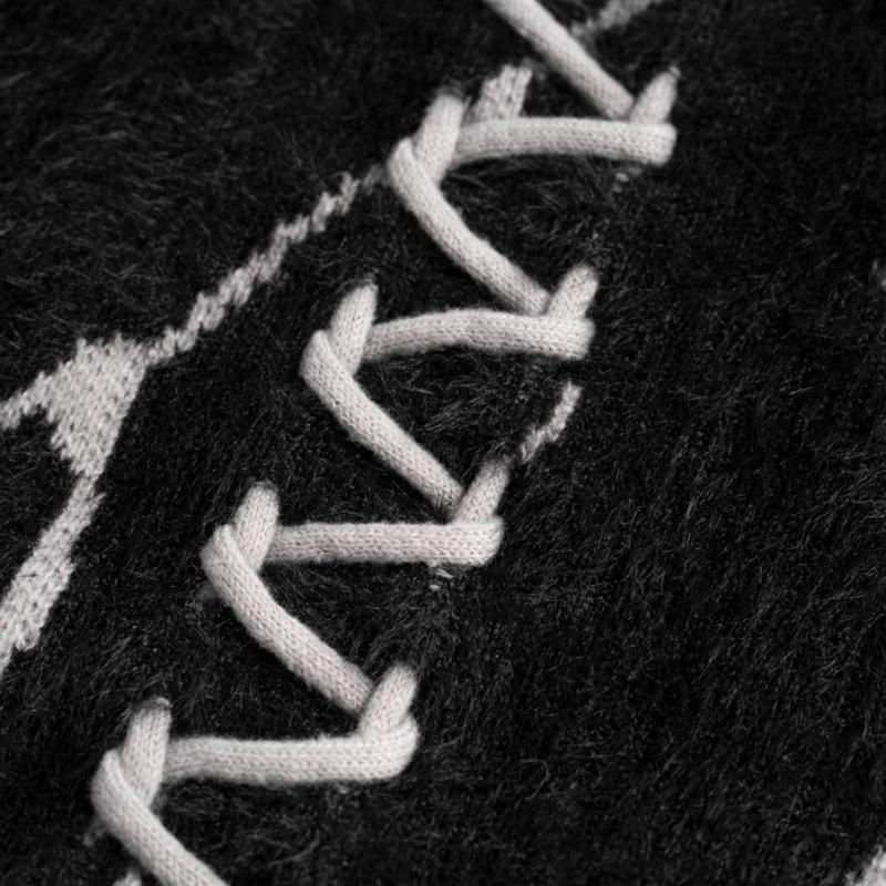 Stitched Turtleneck Black Sweater