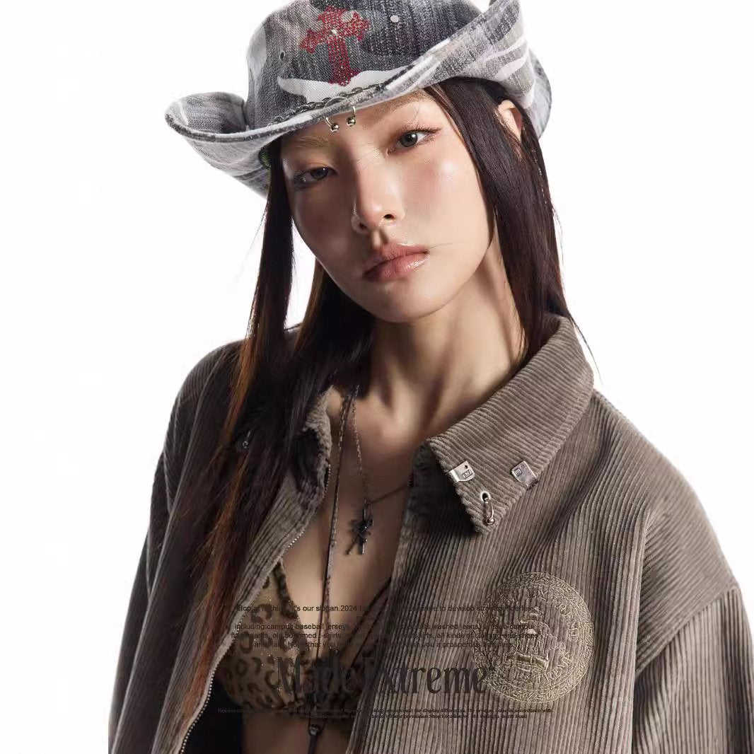 Y2K Slate Crest Fleece Jacket