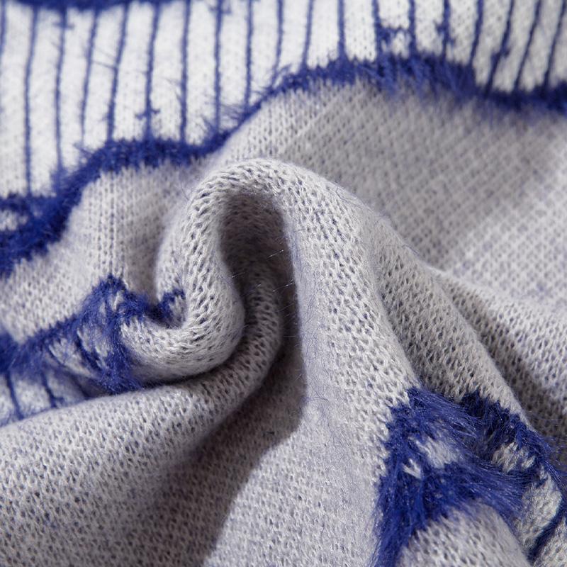 Scratched Knitted Color Block Sweater