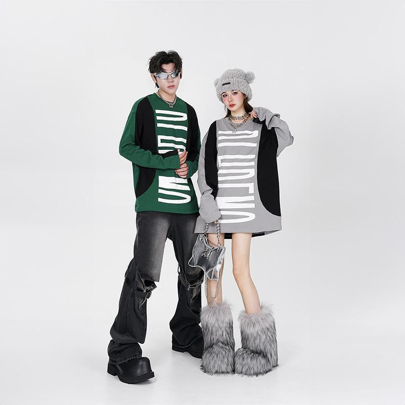Big Letter Print Patchwork Sweatshirt