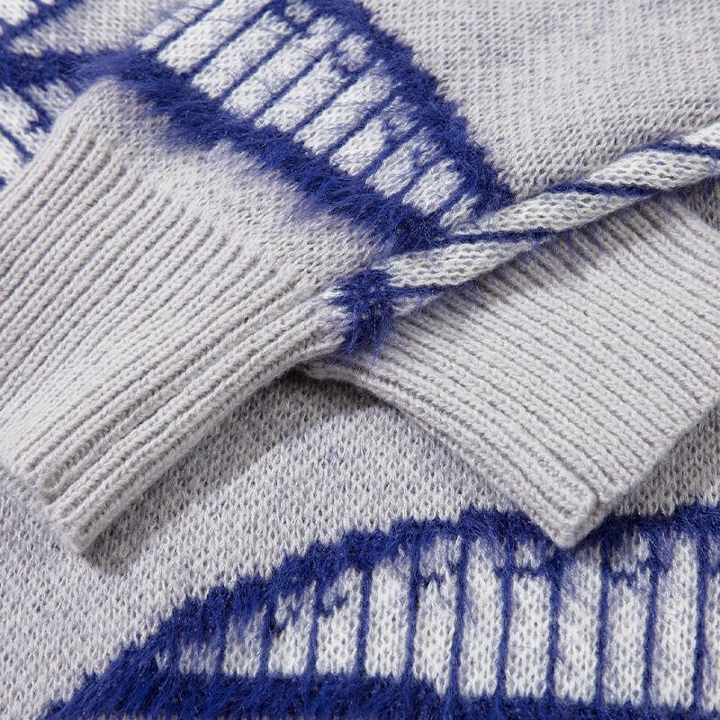 Scratched Knitted Color Block Sweater