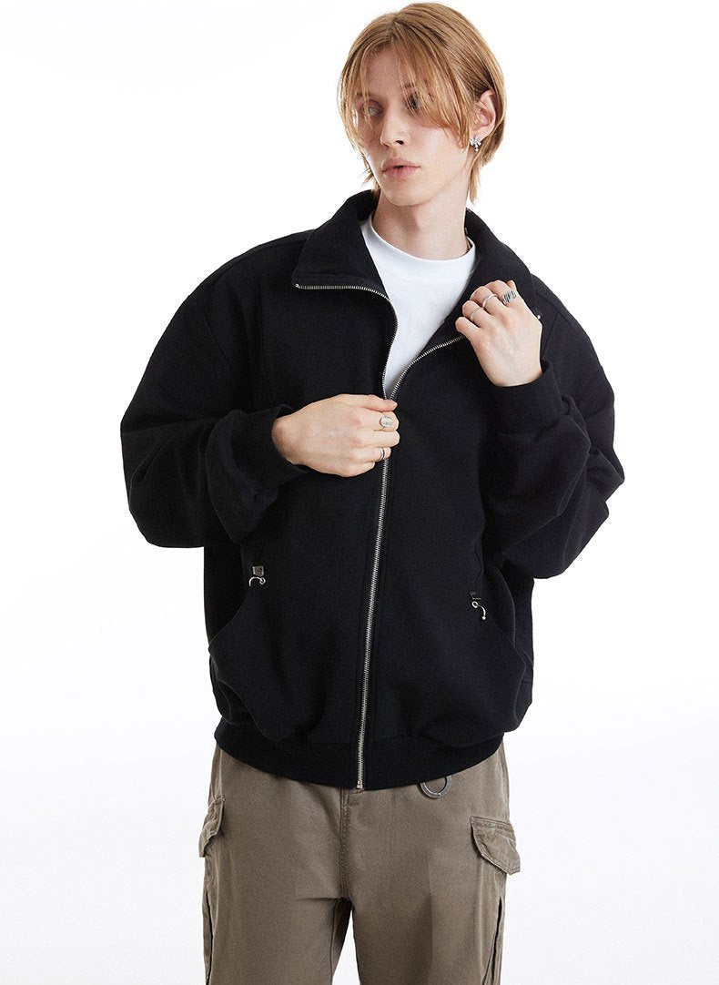 High-Collar Zippered Jacket