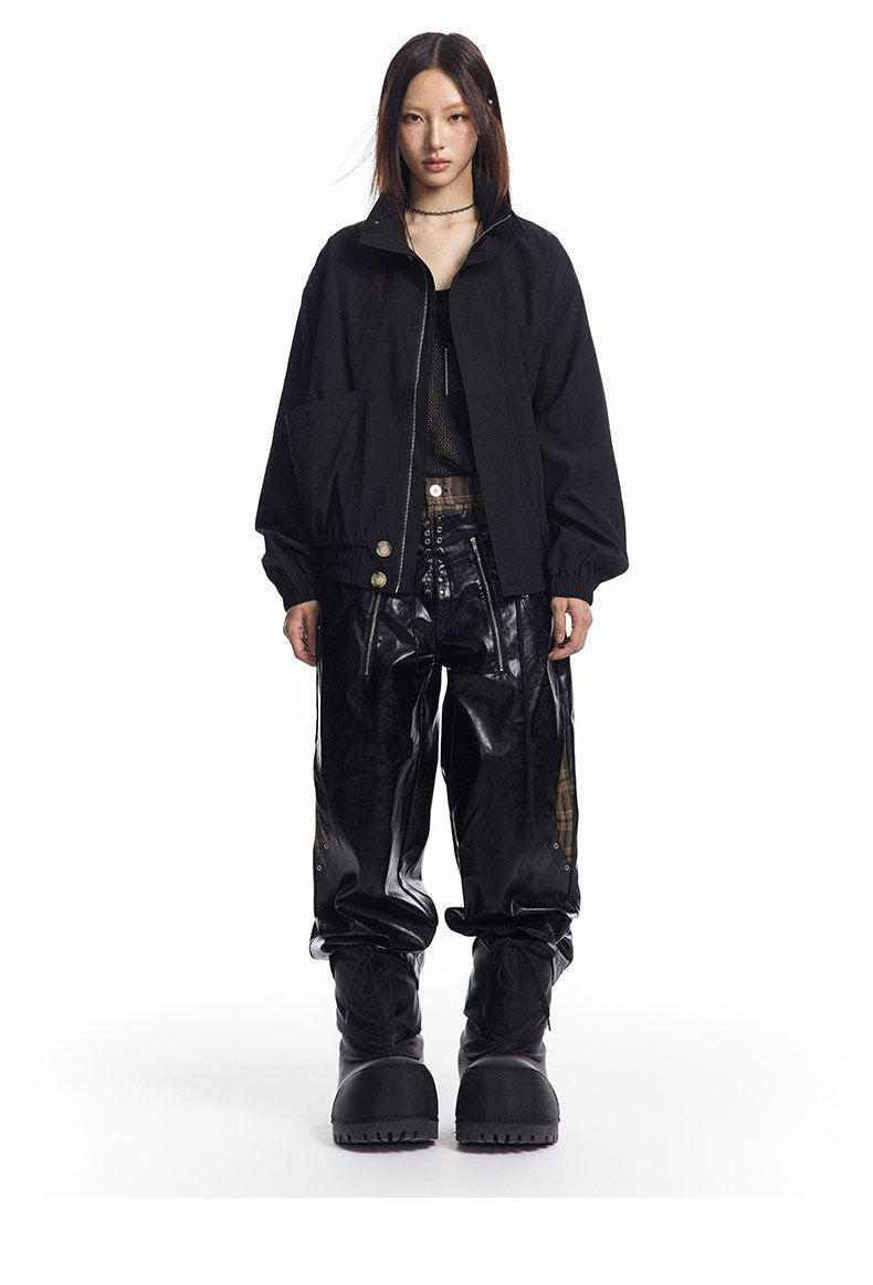 High-Collar Windbreaker Jacket