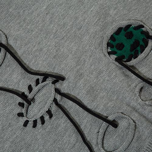 Funny Faces Pattern Ripped Sweater