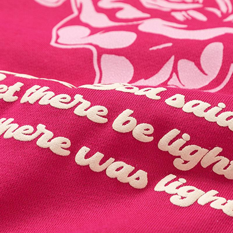 Letter Rose Graphic Print Hoodie