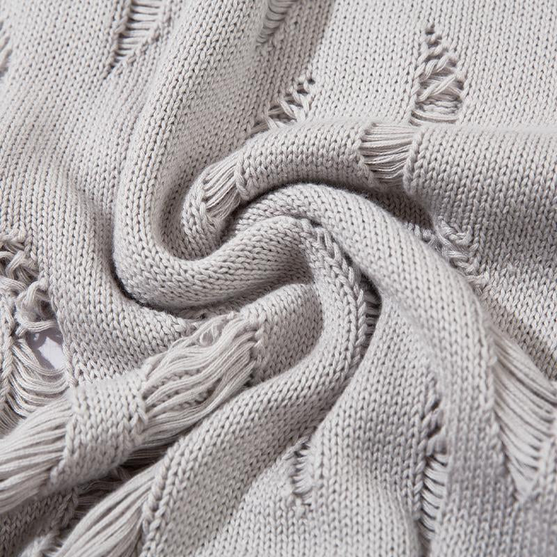 Y2k Ripped Loose Solid Color Sweater