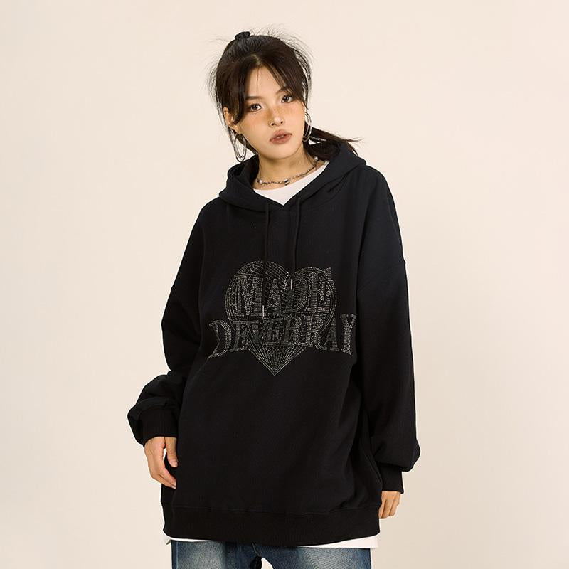 Heart Shaped Letter Printed Hoodie
