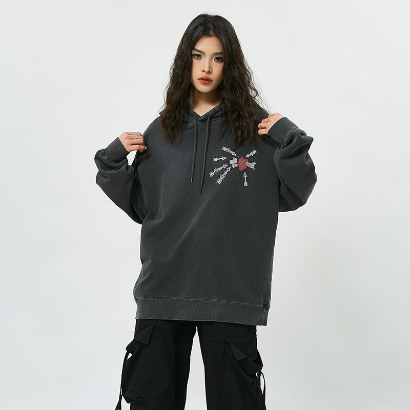 Loved Heart Embroidery Hoodie