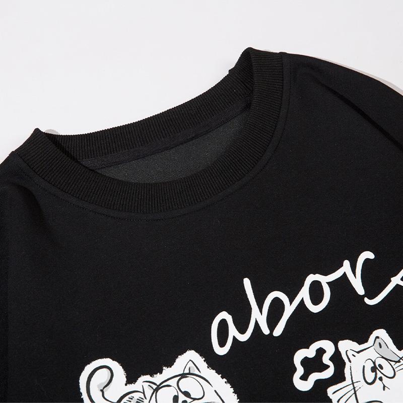 Wise Cat Print Sweatshirt