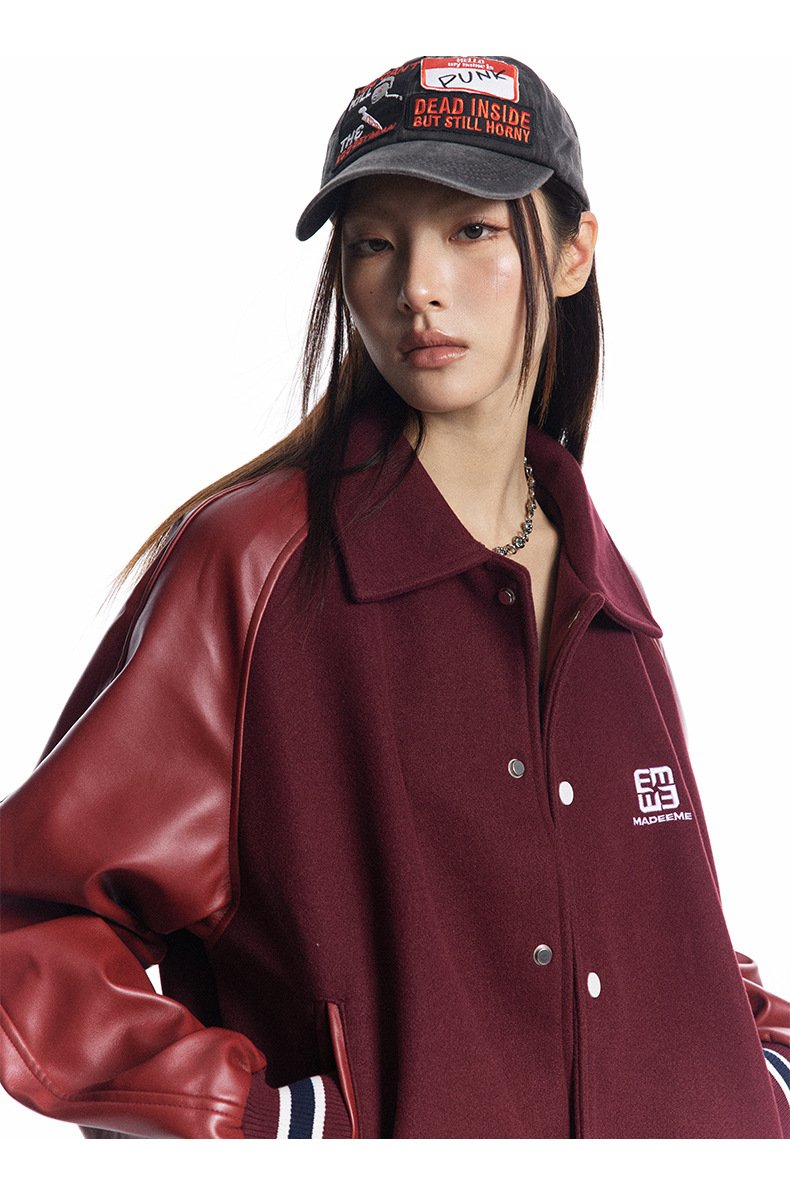 Leather-Sleeve Varsity Jacket