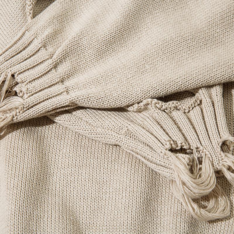 Loose Ripped Hole Solid Color Sweater