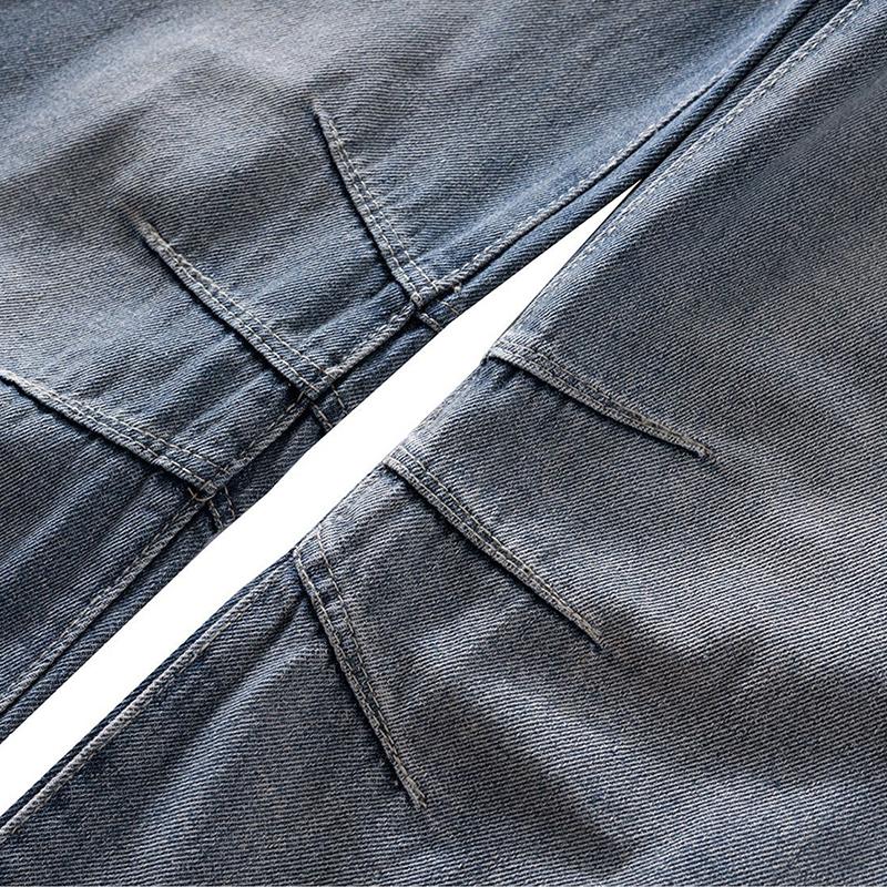 Folded Vintage Washed Denim Jeans