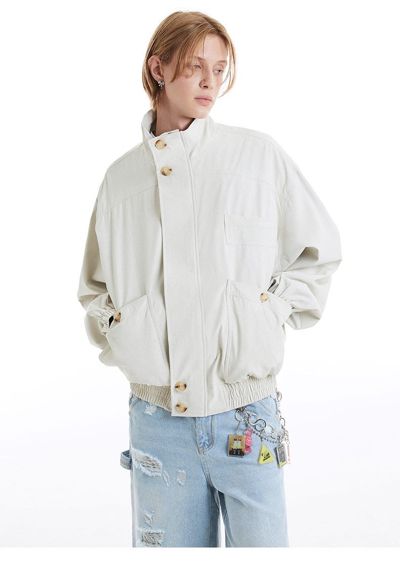 High-Collar Windbreaker Jacket