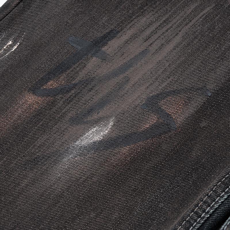 Loose Faded Mud Dye Jeans