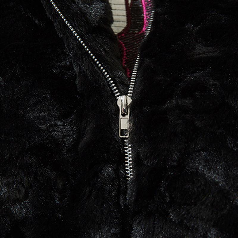 Fuzzy Embroidery Black Jacket