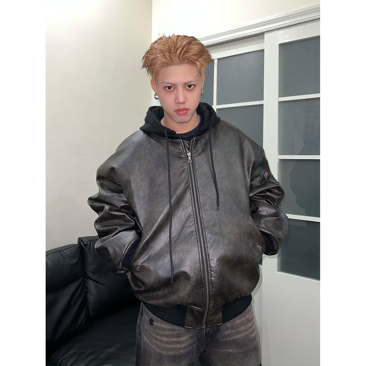 Oversized Loose PU Leather Jacket