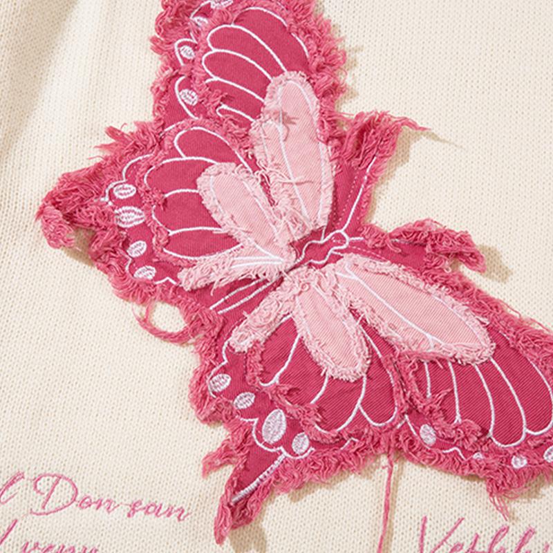 Butterfly Embroidery Patchwork Sweatshirt