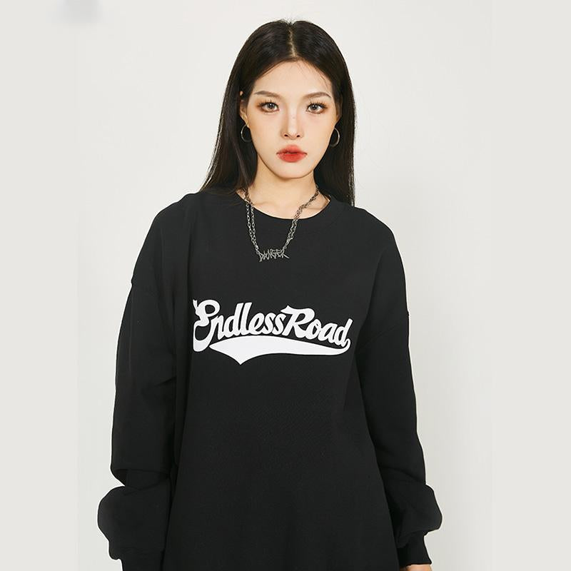 "Endless Road" Letter Print Sweatshirt