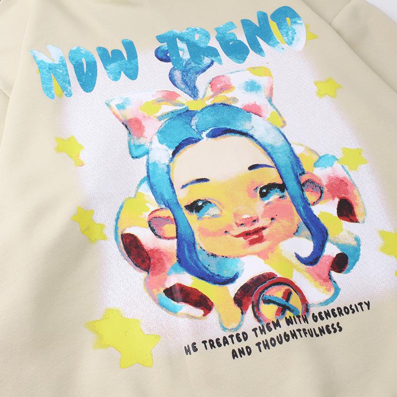 Cartoon Girl Star Graphic Hoodie
