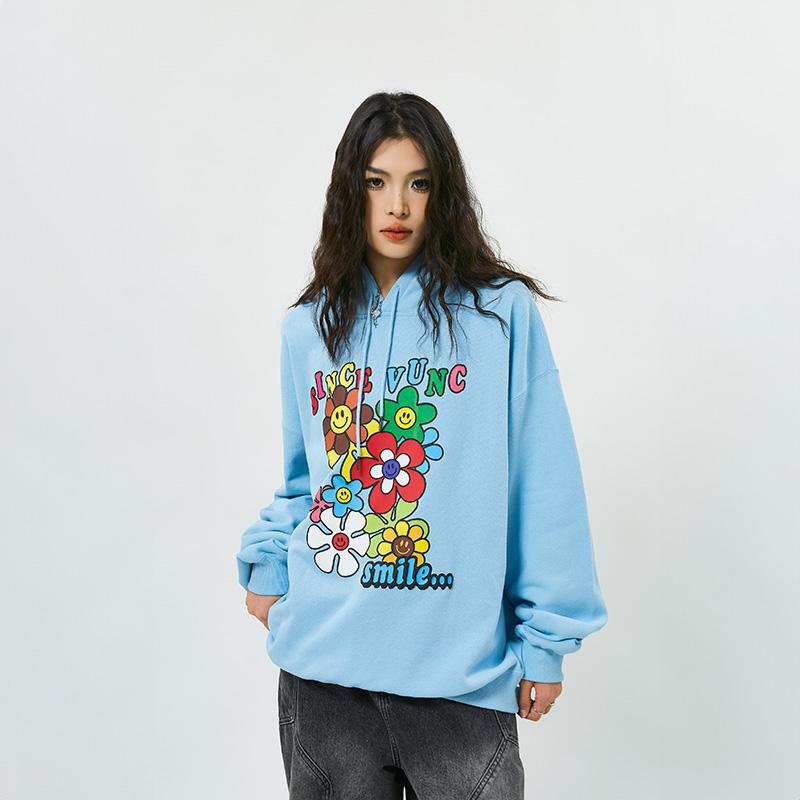 Smiley Sunflowers Retro Hoodie