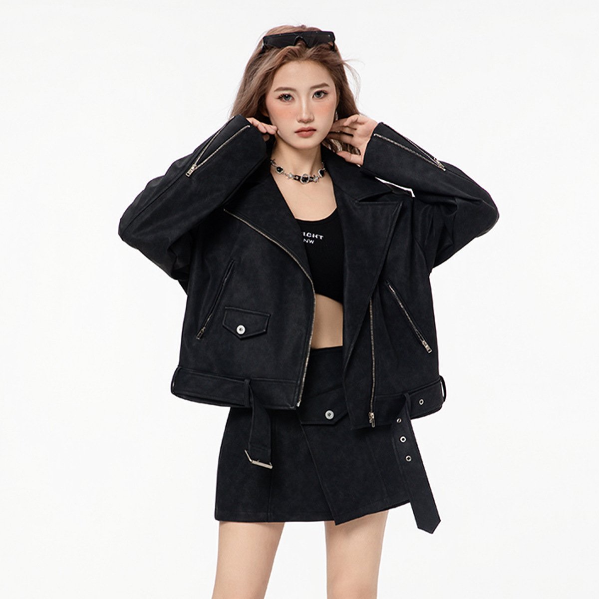 Distressed Punk Biker Leather Jacket