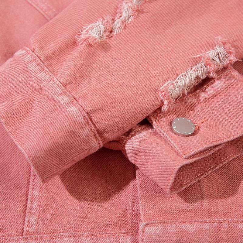 Ripped Pink Denim Jacket