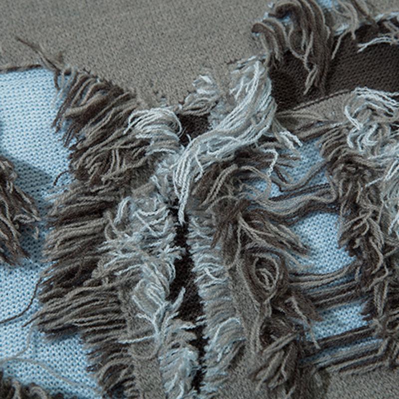 Embroidery Butterfly Ripped Sweater