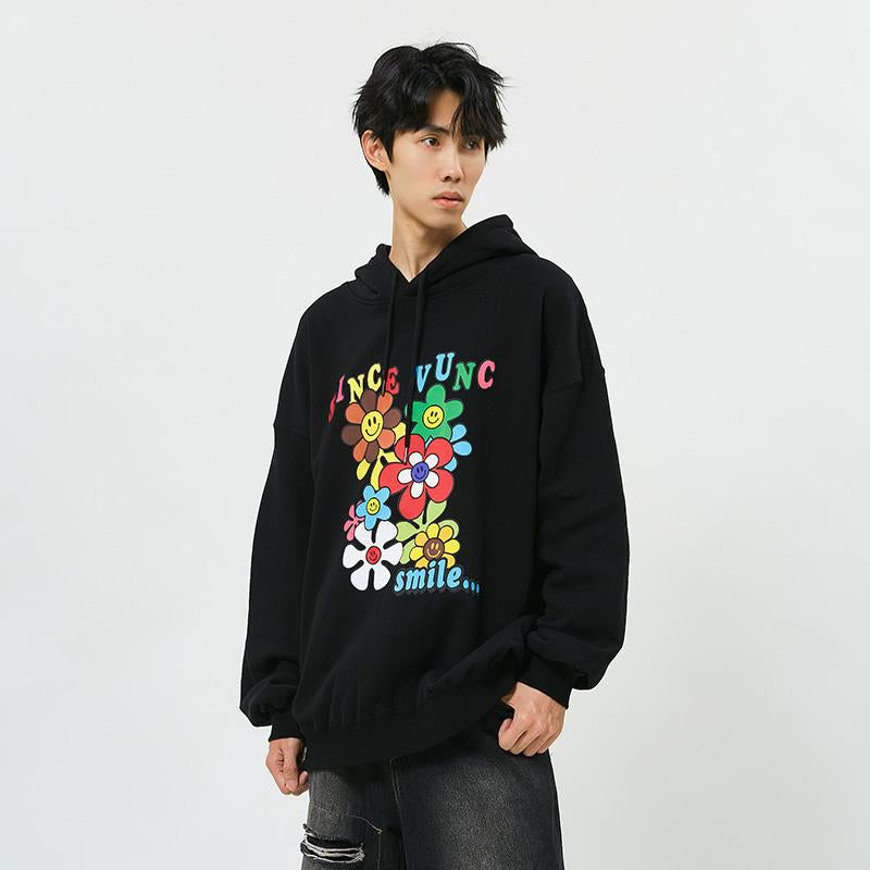 Smiley Sunflowers Retro Hoodie