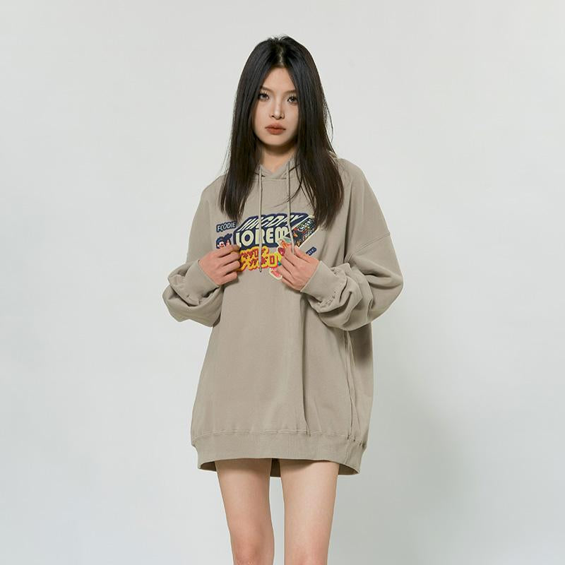 Letter Candy Print Oversized Hoodie