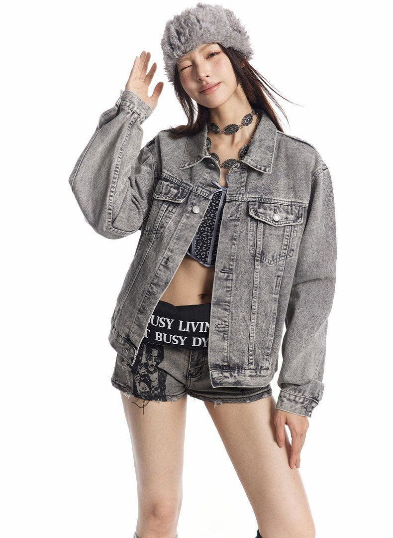 Y2K Spliced Denim Trucker Jacket
