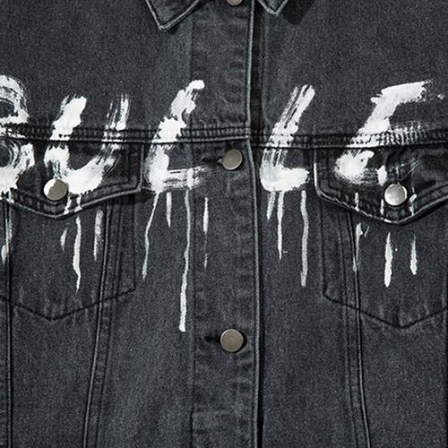 "Bullet" Letter print Washed Jacket