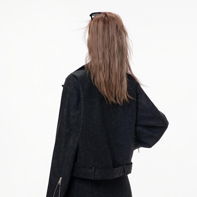 Distressed Punk Biker Leather Jacket