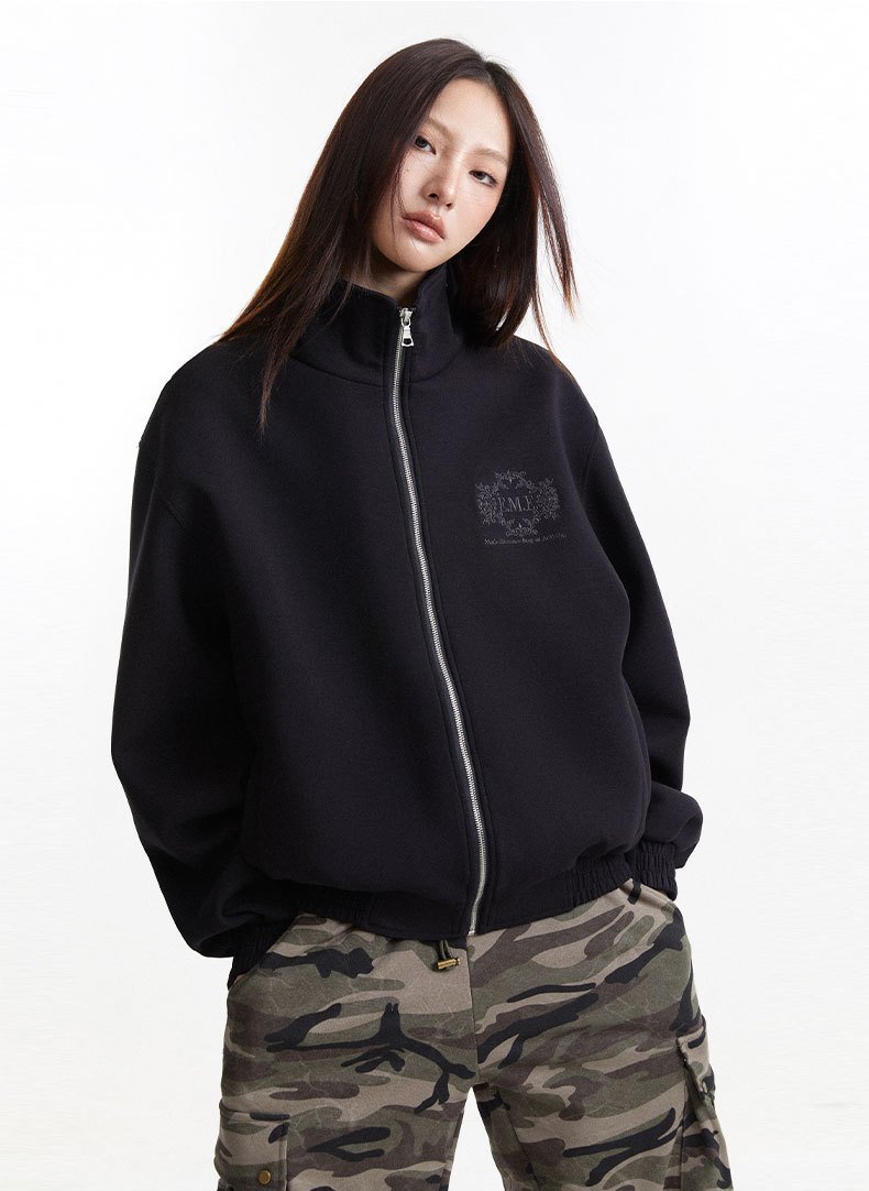 Full-Zip High-Neck Track Jacket