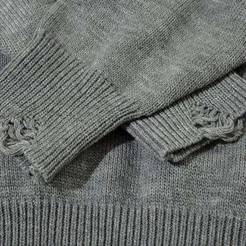 Funny Faces Pattern Ripped Sweater