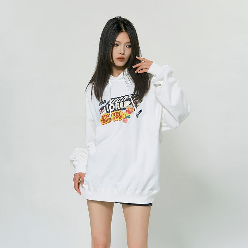 Letter Candy Print Oversized Hoodie