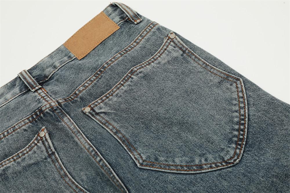 Distressed Button-Fly Denim Jeans
