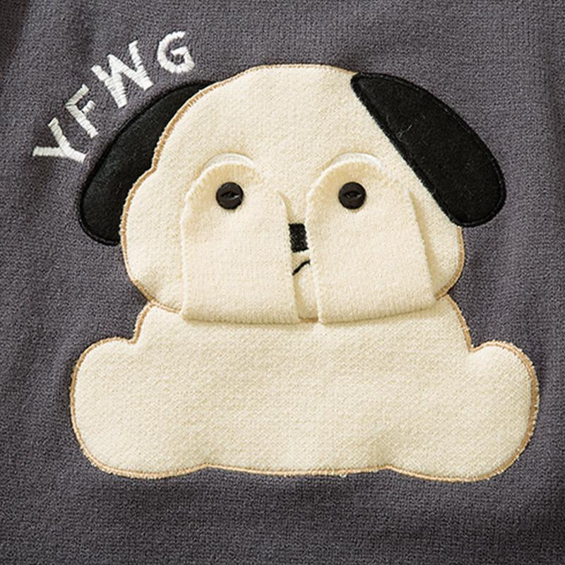 Loose Shy Dog Printed Sweater