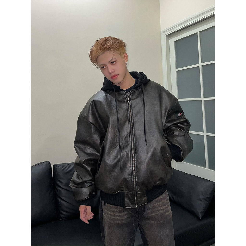 Oversized Loose PU Leather Jacket