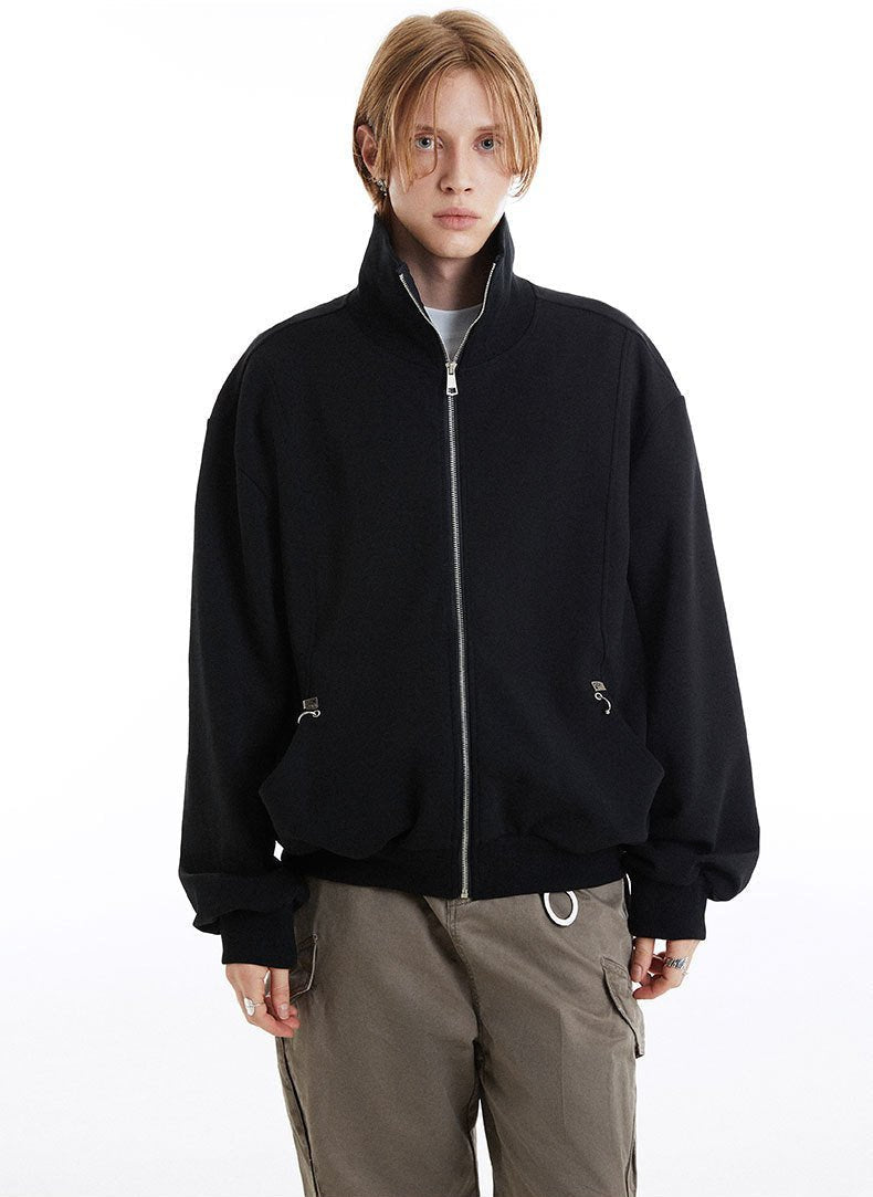 High-Collar Zippered Jacket