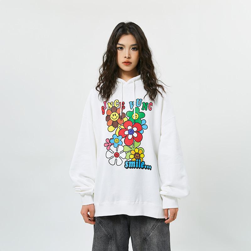 Smiley Sunflowers Retro Hoodie