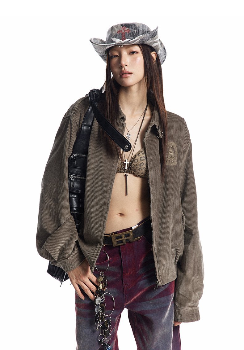 Y2K Slate Crest Fleece Jacket